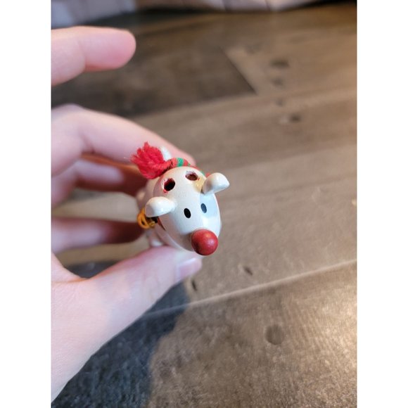 Wooden AS IS reindeer bell Rudolph xmas ornament - Picture 3 of 4